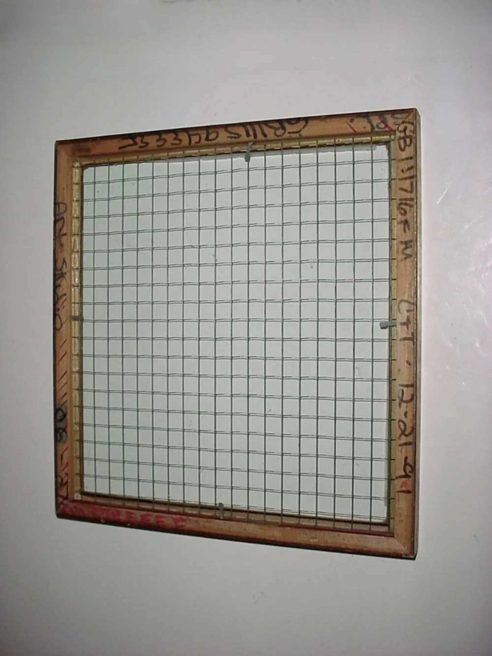 Vintage Wire Grid Encased In Glass 11.5